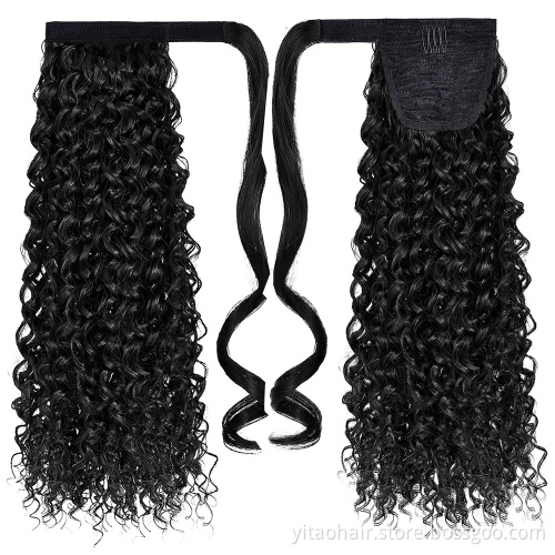 Long Curly Ponytail Hair 18 Inch Long Body curly Ponytail hair Extension Synthetic Wrap Around Drawstring Hair